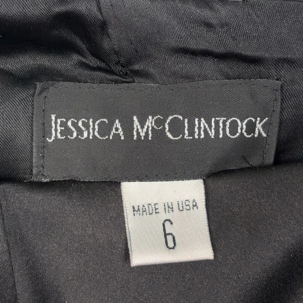 Jessica McClintock Gown Womens 6 Black Solid Strapless Rhinestone Formal Classic